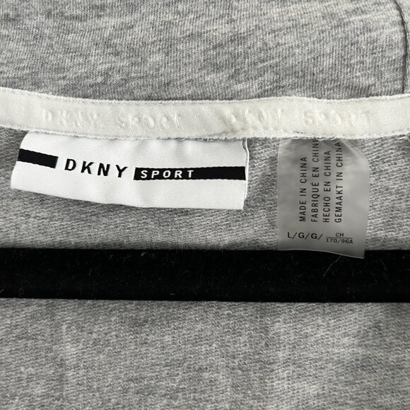 DKNY Sport Women Cozy Zip Up Drawstring Logo Hoodie Gray Size Large - Picture 6 of 6